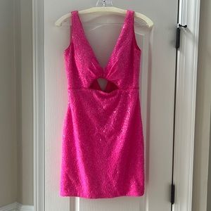 Women’s size 8 hot pink sequin mini dress